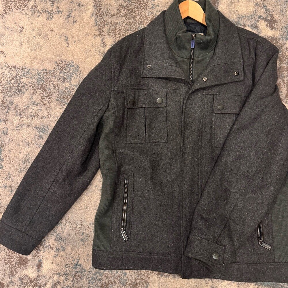 Michael Kors Men's Field Jacket Coat Dark Gray Quilted Lined Size XL